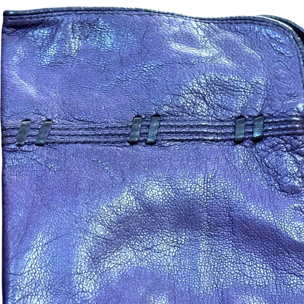 Vintage Nordstrom size 7 leather gloves PURPLE & delicate black trim details